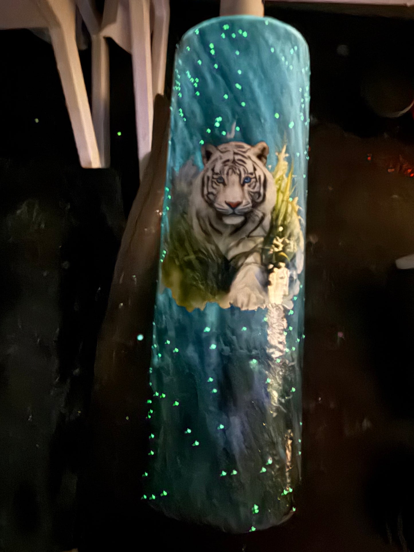 30oz Skinny White Tiger Glow Tumbler