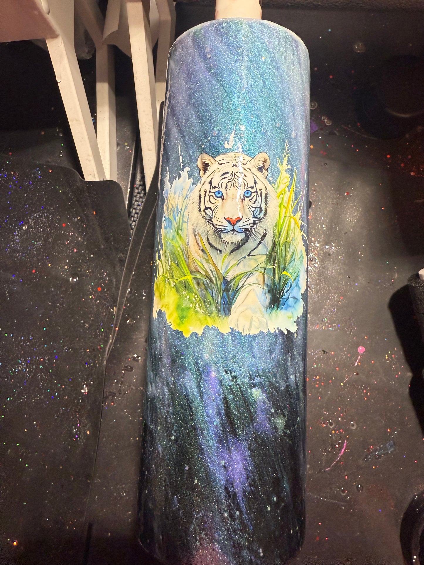 30oz Skinny White Tiger Glow Tumbler