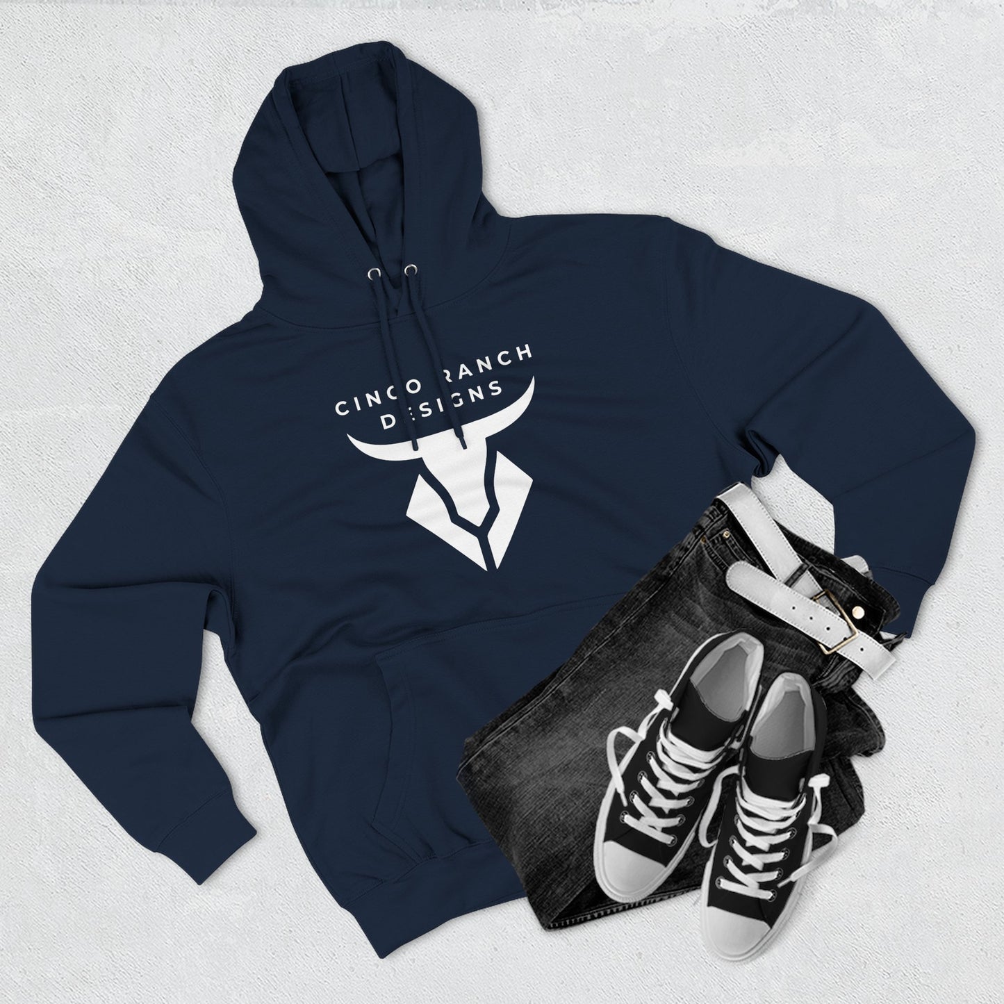 Three-Panel Fleece Hoodie — Cinco Ranch Designs Logo Pullover