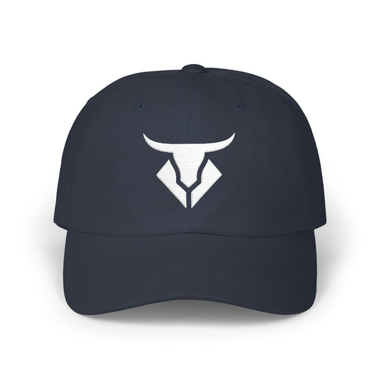Embroidered Bull Logo Dad Cap — Classic Navy Baseball Hat