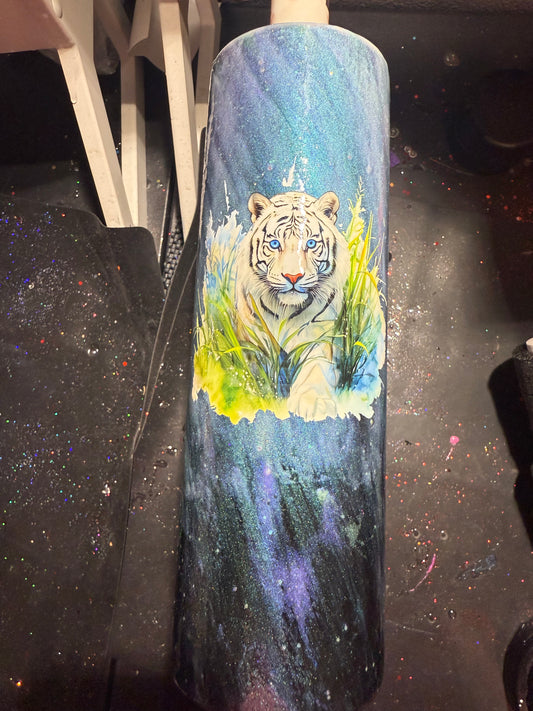 30oz Skinny White Tiger Glow Tumbler